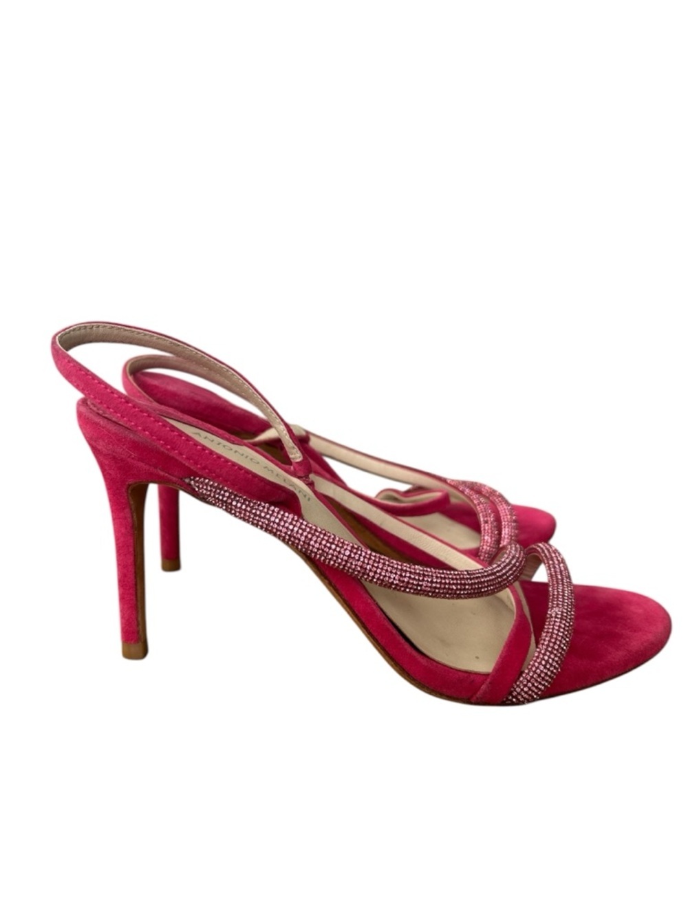 ANTONIO MELANI pink Crystal-Trim Slingback Heels - Picture 3 of 6